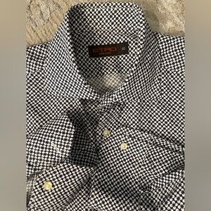 Etro - All cotton Navy/ white pattern dress shirt Size 40